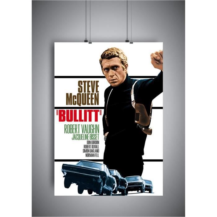 Poster Steve Mcqueen Bullit affiche cinéma wall art - A4 (21x29,7cm