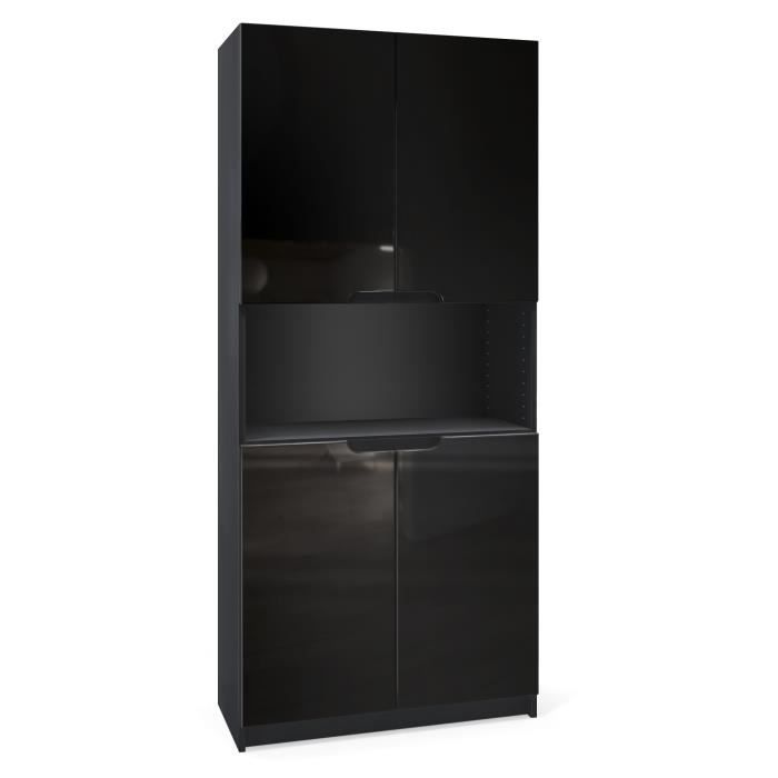 Vladon Armoire de bureau Rangement Logan V2- Corps en Noir mat - Façades en Noir haute brillance Vladon Armoire de bureau Rangement Logan V2- Corps en Noir mat - Façades en Noir haute brillance
