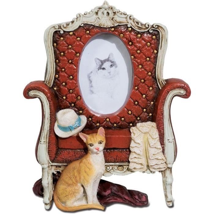 Cadre Photo Figurine Chat Avec Fauteuil Rouge Cdiscount Maison