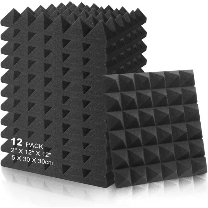 48 Panneaux Mousse Acoustique 30x30x2.5cm - Isolation Sonore Studio Bureau