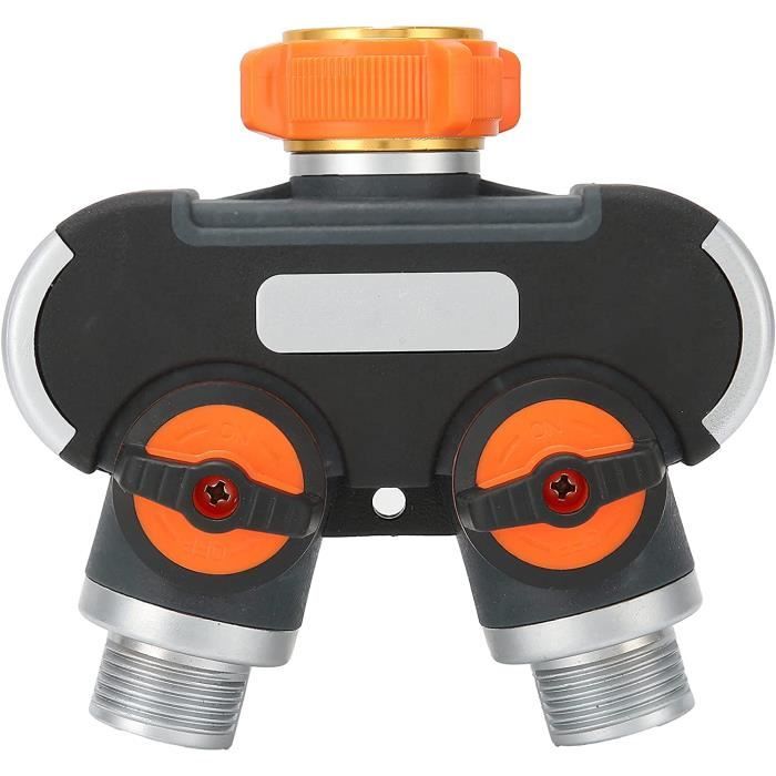 Diviseur De Robinet 4 Voies - Connecteur Orange ABS - Pour Robinets 1/2", 3/4", 1" - Arrosage Jardin, Camping, Ferme