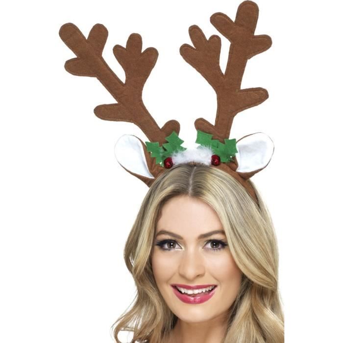 Serre-Têtes Noël Renne - Lot De 2 (Rouge Et Or) - Bois De Cerf Avec Paillettes, Sapin Et Cloches - Accessoire Festif Pour Femmes, Filles, Enfants