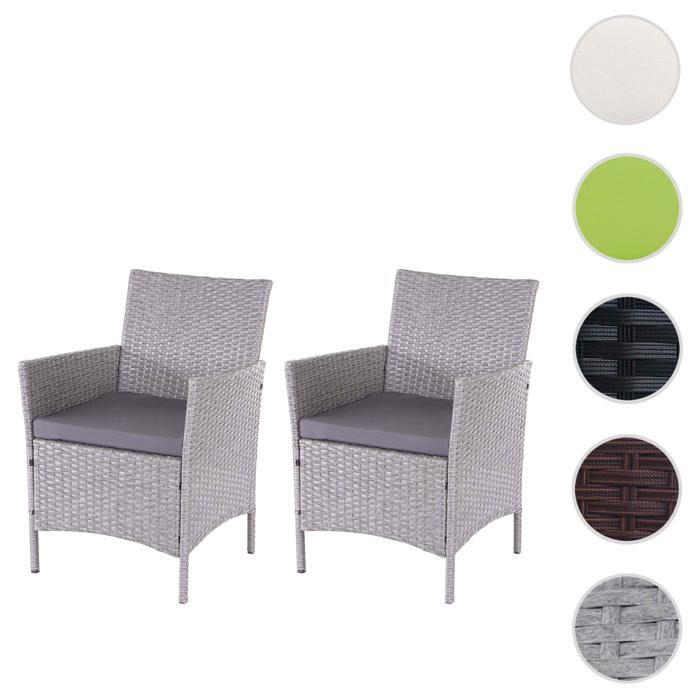 2x chaise de jardin en poly rotin Halden chaise en osier ~ gris coussins anthracite 2x chaise de jardin en poly rotin Halden chaise en osier ~ gris coussins anthracite