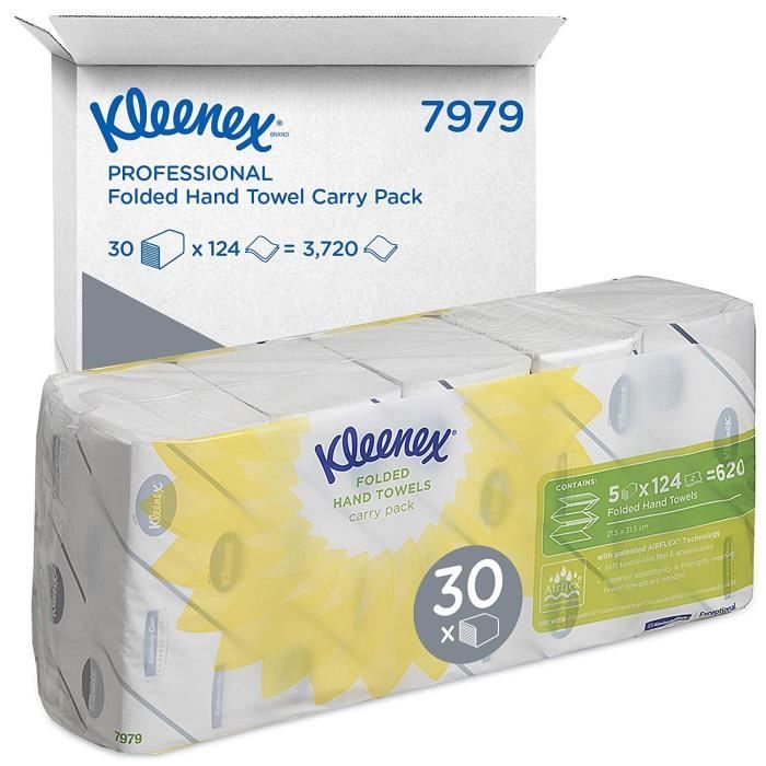 Essuie-mains Kleenex Enchevêtrés - 16 Paquets X 150 Feuilles | Technologie Airflex, Blanc, Résistant