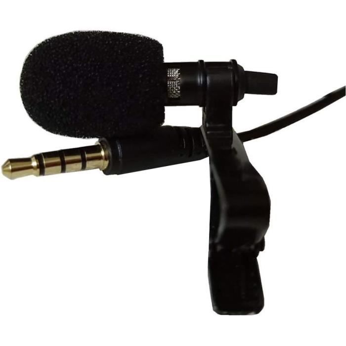 Clip On Microphone À Condensateur Omnidirectionnel Pour Smartphone Noir