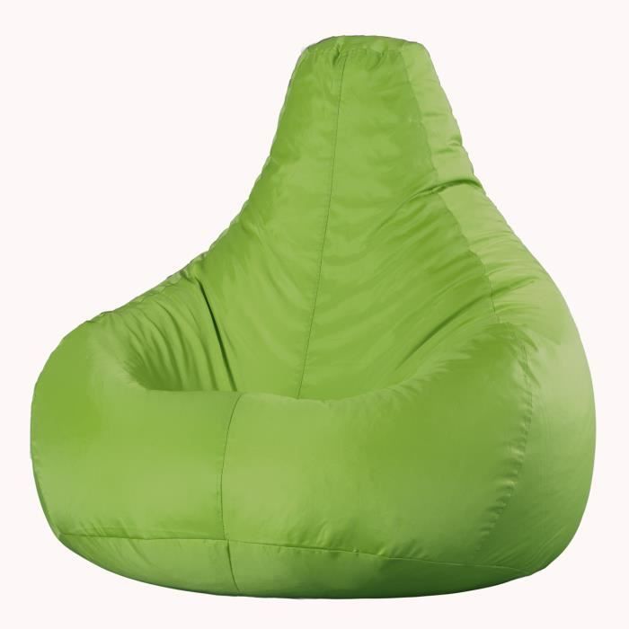 pouf fauteuil recliner - veeva - textile tissé - résistant à l’eau - vert citron