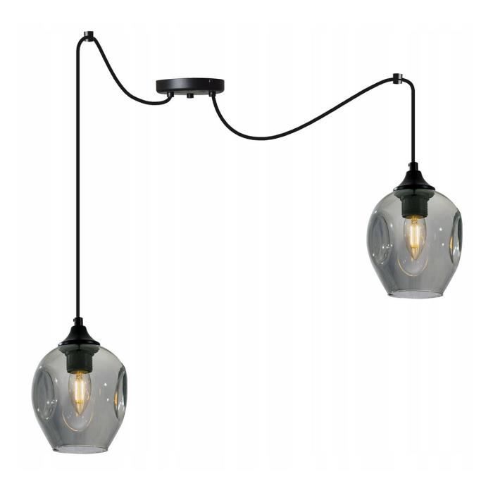 Light-Home Prage Spider Suspension Luminaire Lustre Araignée - Verre- À 2 Lumières - Graphite