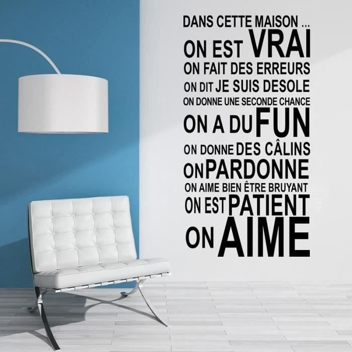 Noir Stickers Muraux Citation Dans Cette Maison Salon Decor 59cmx112cm 59x112 Ma Cdiscount Maison