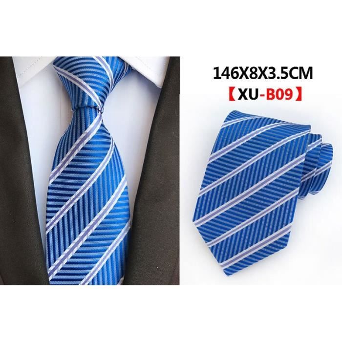 Bleu clair et carreaux blancs à motifs fait main Cravate 100% soie 