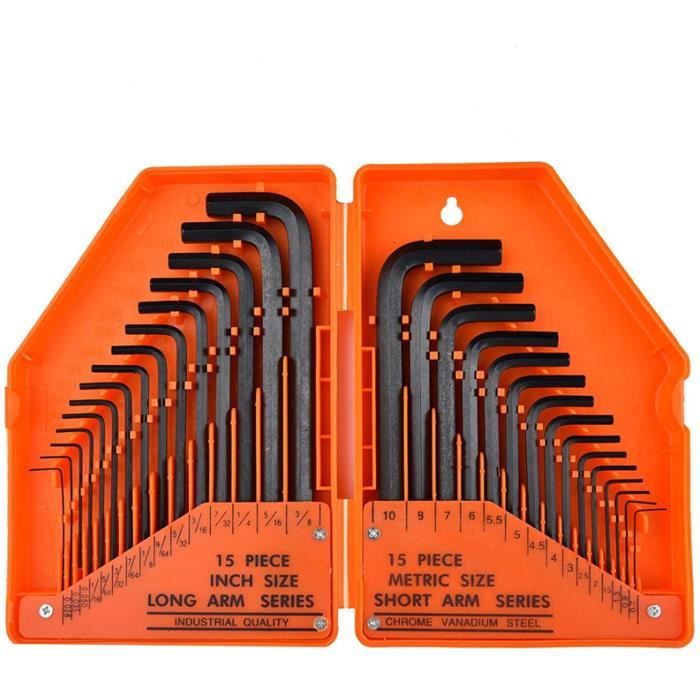 S&R Set De 10 Clefs Allen Hexagonales Longues Males à Embout Sphérique. Diam: 1,5/2/ 2,5/3/ 4/5/ 6/7/ 8/10 Mm