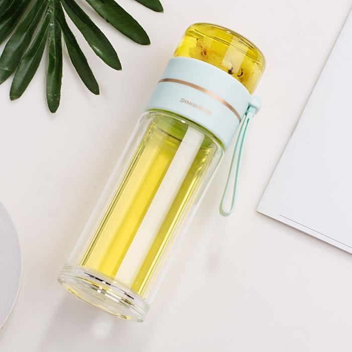 Gourde En Verre 1,5 L Avec Infuseur à Thé – Étanche, Bec Verseur Et Paille, Design Verrouillable