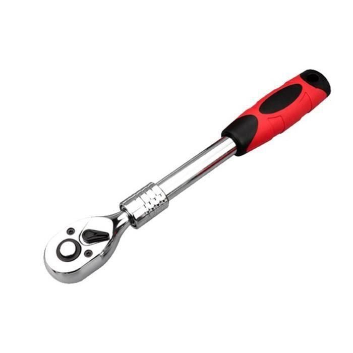 Clé à Cliquet Télescopique 1/4" 72 Dents – Tête Flexible 180°, Allongement Réglable, Idéale Espaces Étroits Mécanique Auto