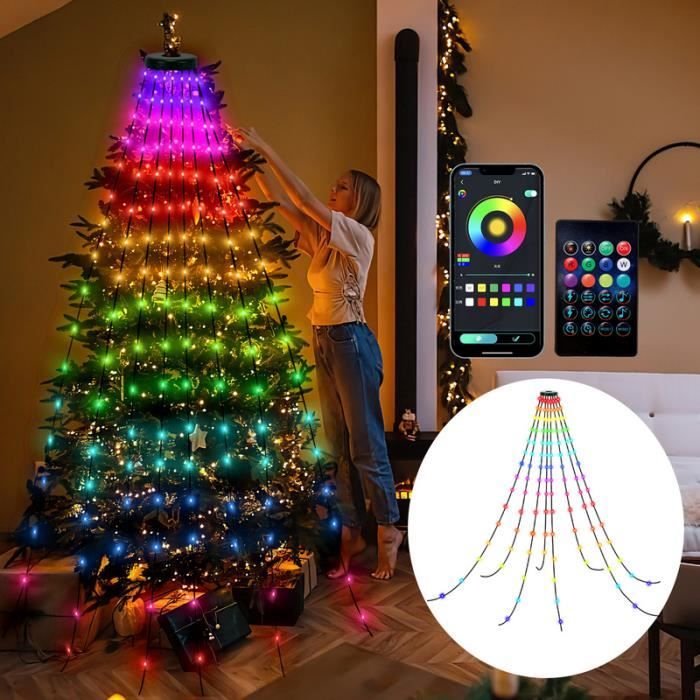BMOT Guirlande lumineuse LED Éclairage de l'arbre de Noël 8 modes 2m