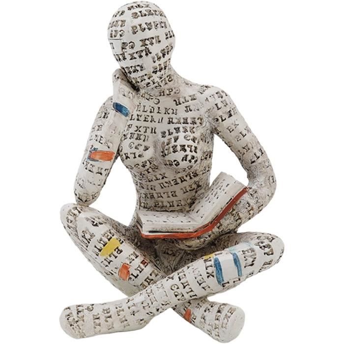 Sculpture Décorative Dhokra En Laiton - Femme Lisant - Art Antique Indien - Doré
