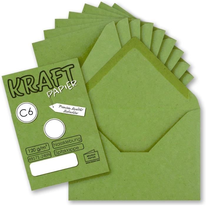 Lot De 50 Enveloppes - En Papier Kraft Vintage - Rabat Pointu À Collage