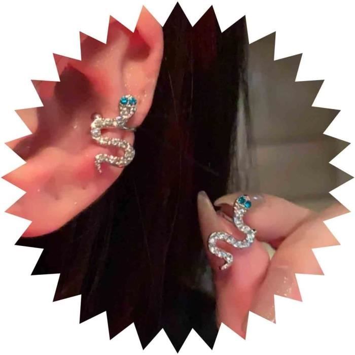 Boucle d'Oreille Serpent Bleu Émeraude (Zirconium)