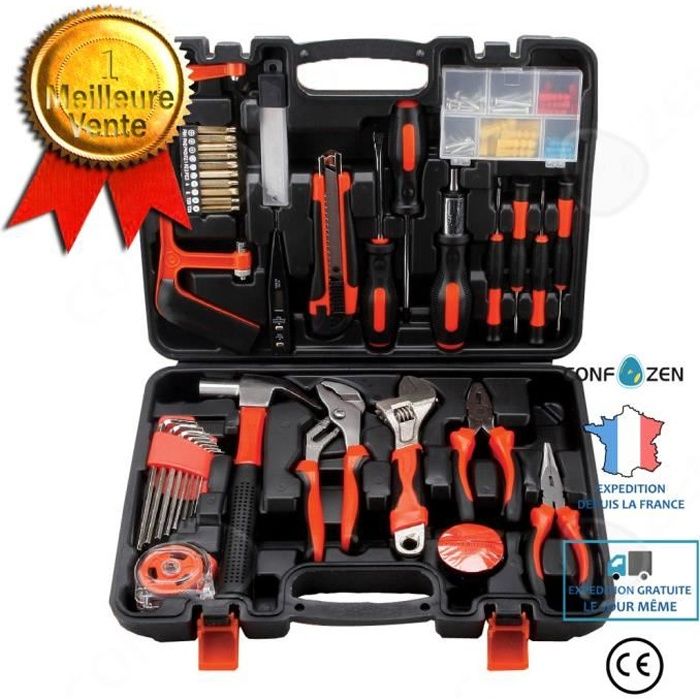 CONFO® Boîte à outils matérielle cadeaux ensemble d'outils d'entretien quotidien ménager ensemble d'outils de menuiserie électricien
