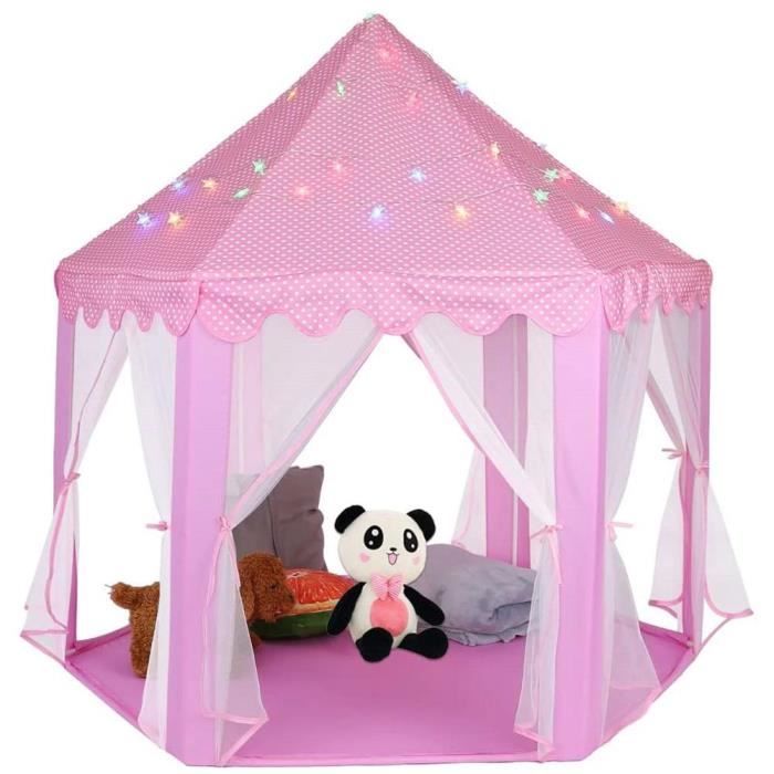 Tente de Jeu pour Enfant - JRING - Château de Princesse Hexagone - Polyester - Rose - 53'' x 55'' - Mixte - Jeux - Jouets