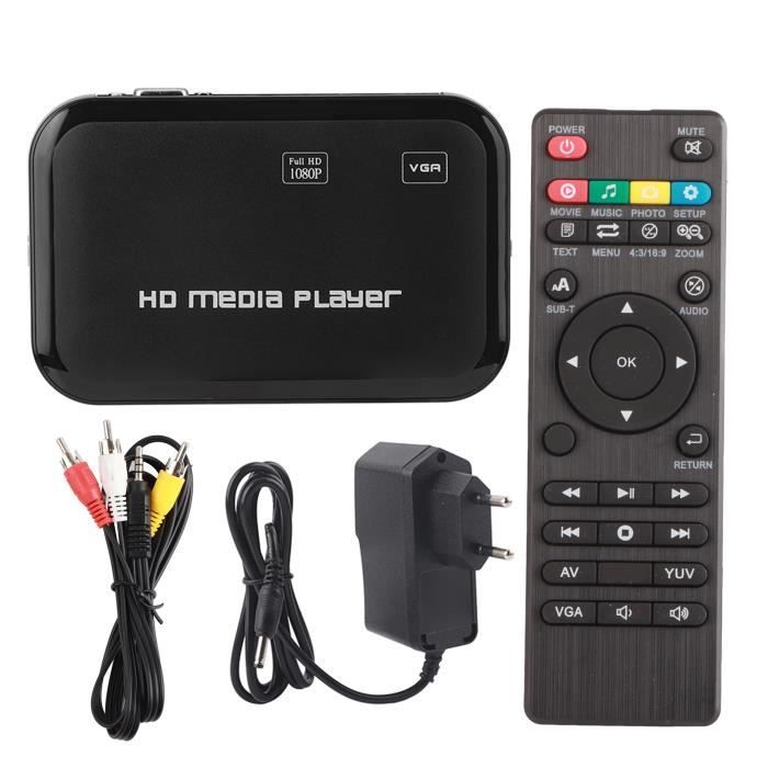 Lecteur Multimédia Mini HDMI 1080P - Support USB 8To Et Carte SD Avec Télécommande