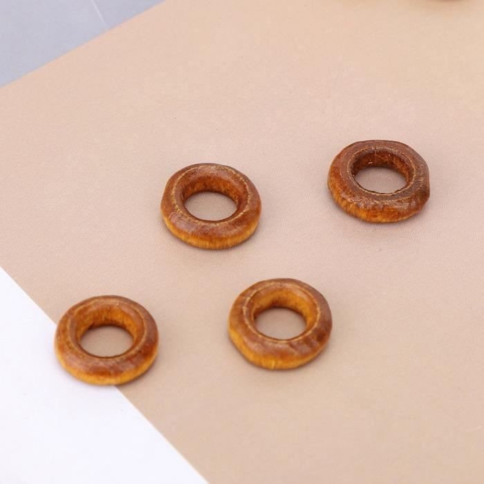 Lot De 6 Anneaux De Rideau En Bois Naturel - Diamètre 2,75 Pouces (70 Mm) - Avec œillet Et Clip Pour Tringle - 5
