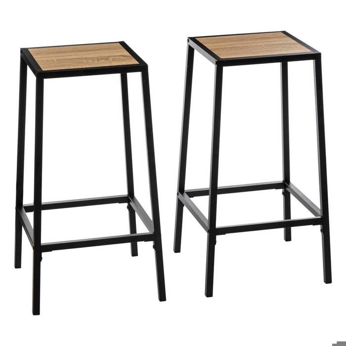 Lot de 2 tabourets bar effet chêne naturel Aliaj - 5 five simply smart