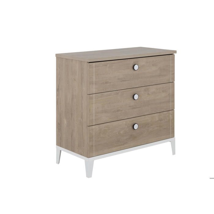 Commode 3 tiroirs - GALIPETTE - MARCEL - Chêne blond/Blanc - L95 x P46 x H91 cm - Made in France Commode 3 tiroirs - GALIPETTE - MARCEL - Chêne blond/Blanc - L95 x P46 x H91 cm - Made in France