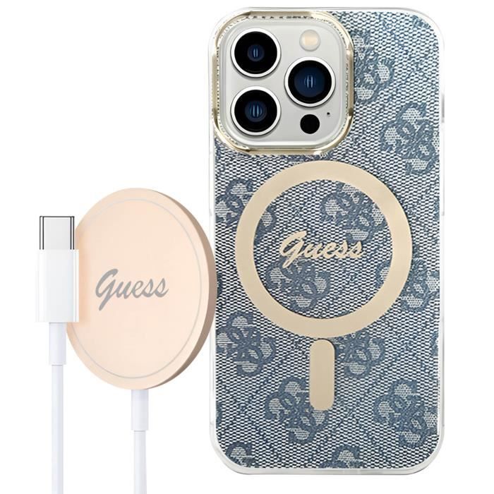Pack MagSafe pour iPhone 14 Pro Max Coque Motif et Chargeur MagSafe Guess
