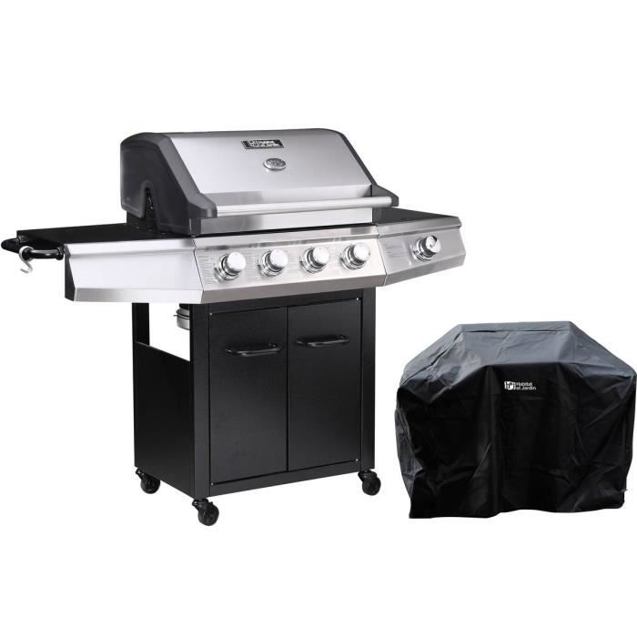 Barbecue gaz "Bingo 5" - 5 Brûleurs dont 1 latéral - 15.2kW + Housse protection - Noir