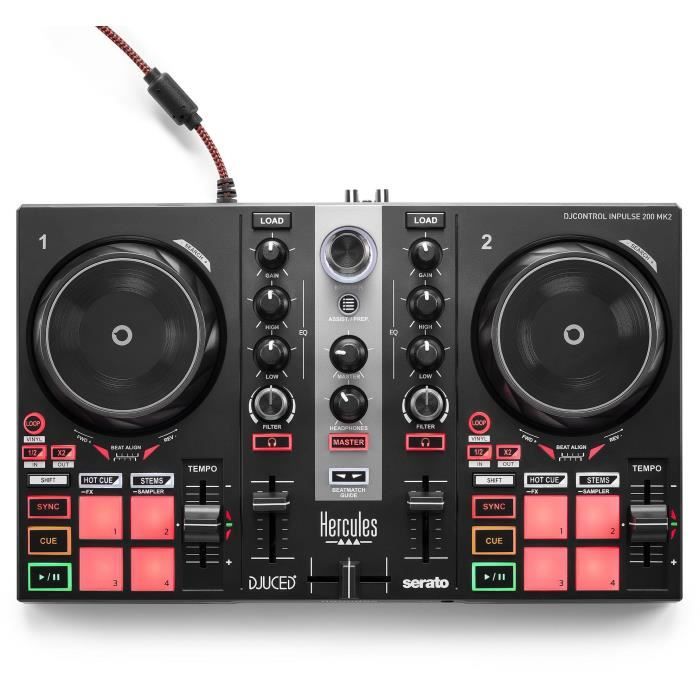 HERCULES DJ CONTROL INPULSE 200 MK2 - Contrôleur DJ idéal pour apprendre à mixer - Logiciels et tutoriels inclus