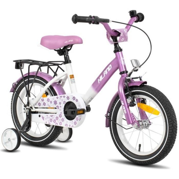 HILAND Bicyclette pour enfants, 12 pouces, bicyclette pour 2-4 ans avec frein à main, frein à pédale, violet