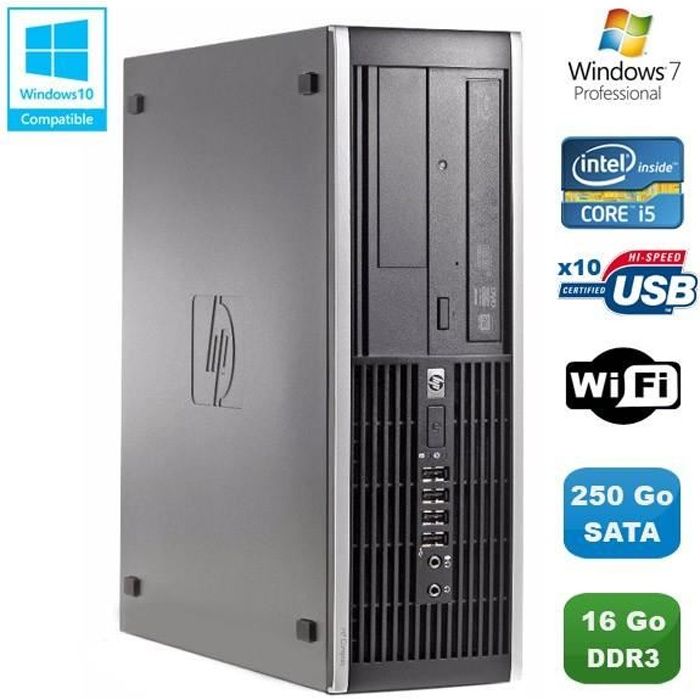 PC HP Compaq Elite 8100 SFF Intel Core i5 650 3.2GHz 16Go 250Go Graveur WIFI W7