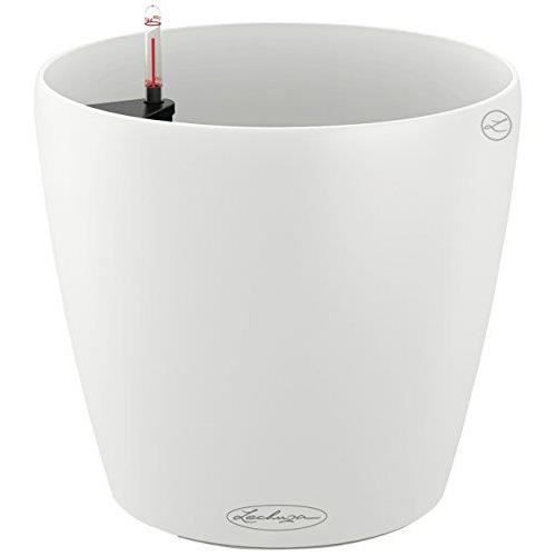 Premium Cubico Pot de Fleurs d'Interieur Réserve d'Eau Intégrée Coloris Blanc 30 x 30 x 56 cm Lechuza