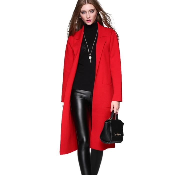 manteau long rouge femme
