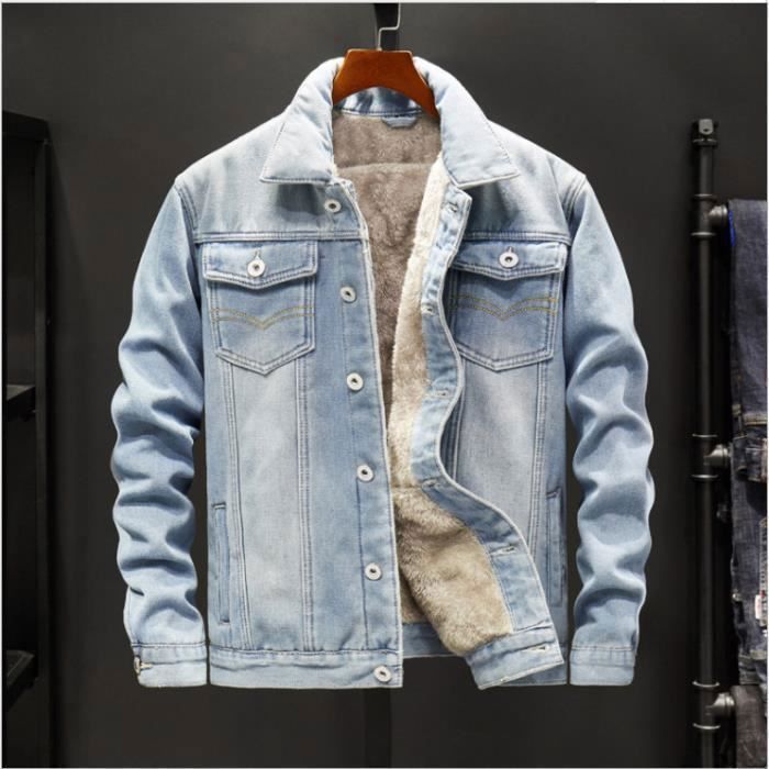 Manteau jean fourrure homme best sale