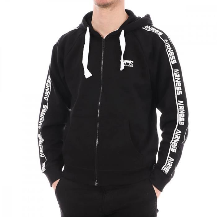 Sweat zippé homme noir AIRNESS NERVE Manches longues Col