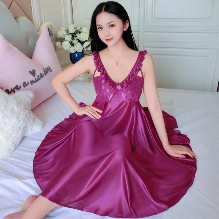 robe satin violet