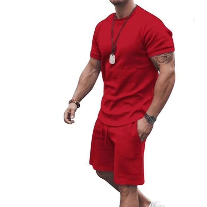 cid - DC - T - shirt - Col ras du cou - Manches courtes Homme - Rouge - Rouge - FR : Large