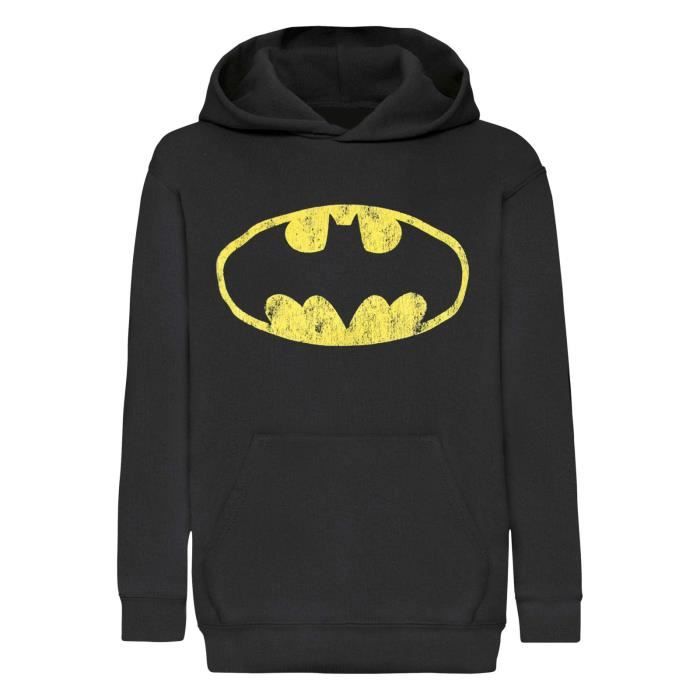 Sweat a capuche Batman pour femme Logo effet use Noir Manches longues