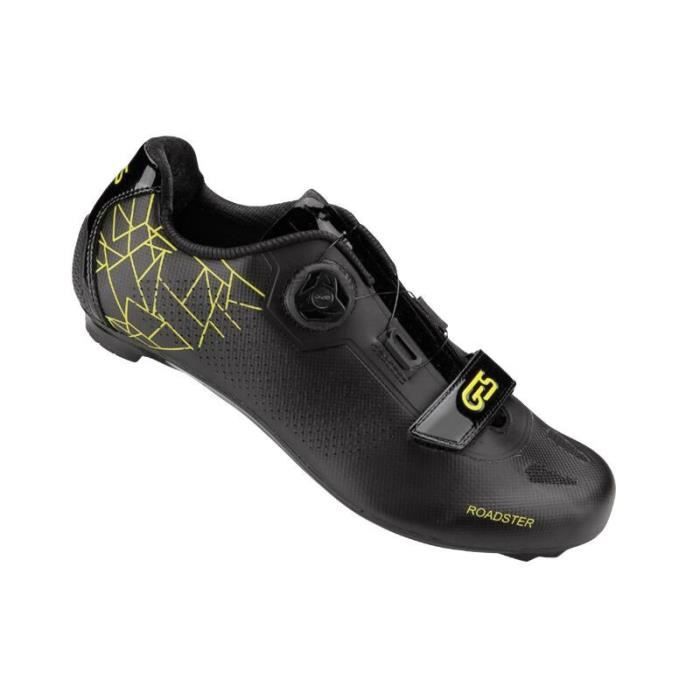 Chaussures Ges Roadster2 - Noir/Jaune - BOA-Velcro Compatible Look-Shimano - Homme