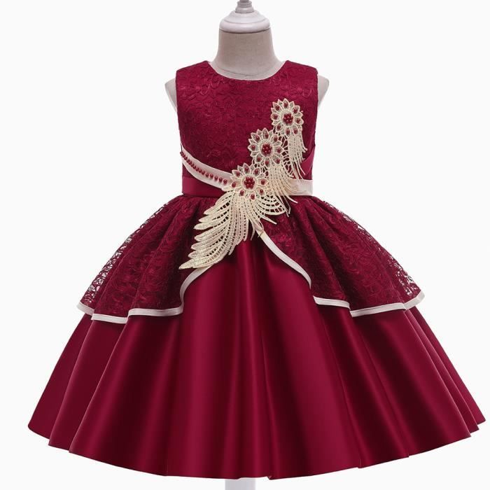 Robe Princesse Fille 3-7 Ans - Manches Longues, Chaude Et élégante - Pour Cérémonie, Baptême, Occasions Spéciales