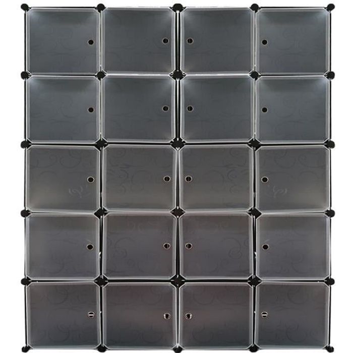 Armoire Penderie 20 Cubes LANGRIA Modulable Meuble Etagères de Rangement - OUTAD - Noir - Mat - Contemporain