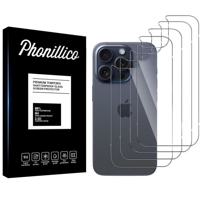 Film Verre Trempé arrière pour iPhone 15 PRO MAX [Pack 4] Vitre Protection  Ecran Phonillico® - Cdiscount Téléphonie