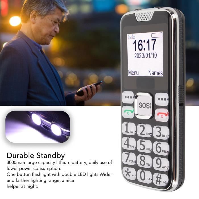 Téléphone Senior 4G à Gros Boutons – Écran 2,4" – Double SIM – Idéal Pour Les Personnes âgées