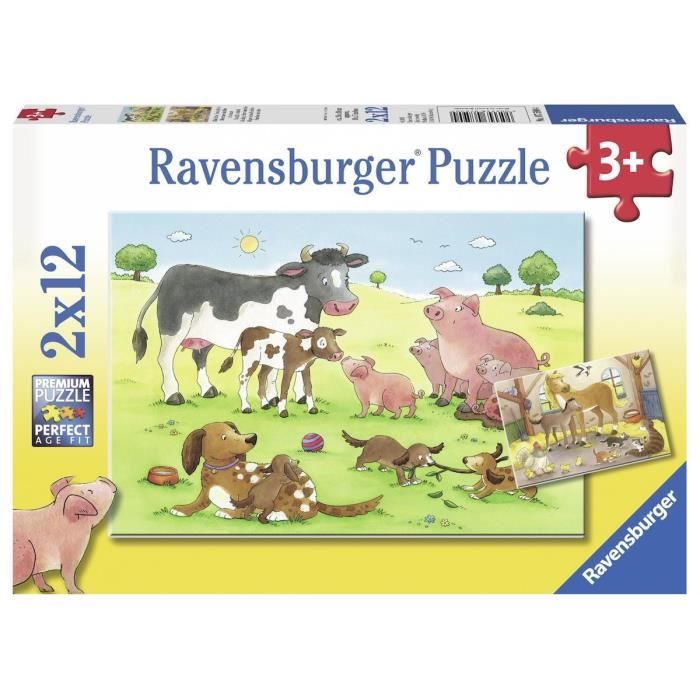 Puzzle 12 pièces - Ravensburger - Familles d'Animaux de la ferme - Thème Animaux - Mixte - A partir de 3 ans