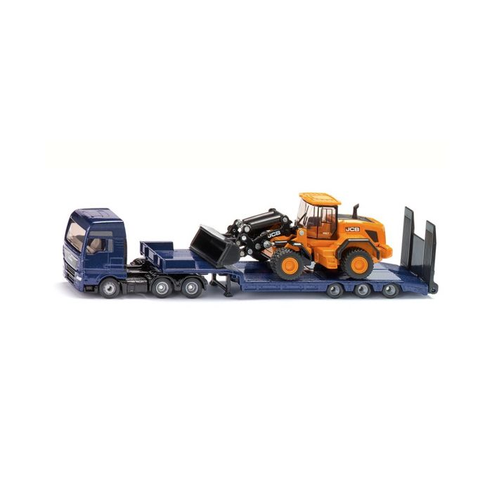 Camion surbaissé MAN avec chargeuse JCB 1/87 - SIKU - Jouet pour enfant de 3 ans et plus