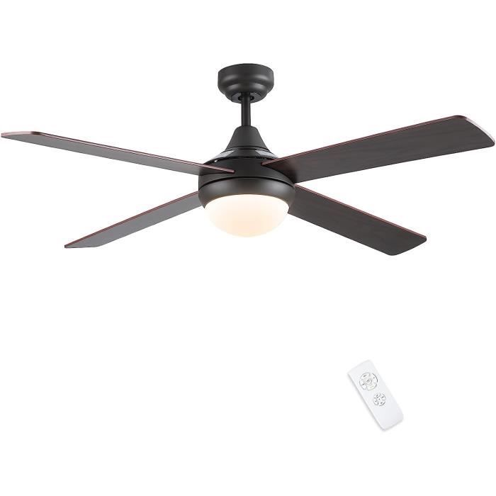 HOMCOM Ventilateur De Plafond Réversible Avec Lumière LED 6 Vitesses Silencieux Telecommande Diametre 132 Cm Naturel~1mpn84i00ag00