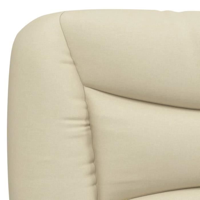 Coussin De Tête De Lit Crème 160 Cm - Tissu Polyester, Rembourrage Fibres - Avec Sangles