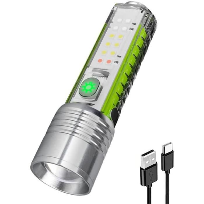 Flashlight Porte-clés Lampe de Poche - Lampe Tactique, Torche LED Puissante Rechargeable, Lampe de Poche LED avec Lumière Rouge/Bleue, USB-C, Étanche | Leroy Merlin