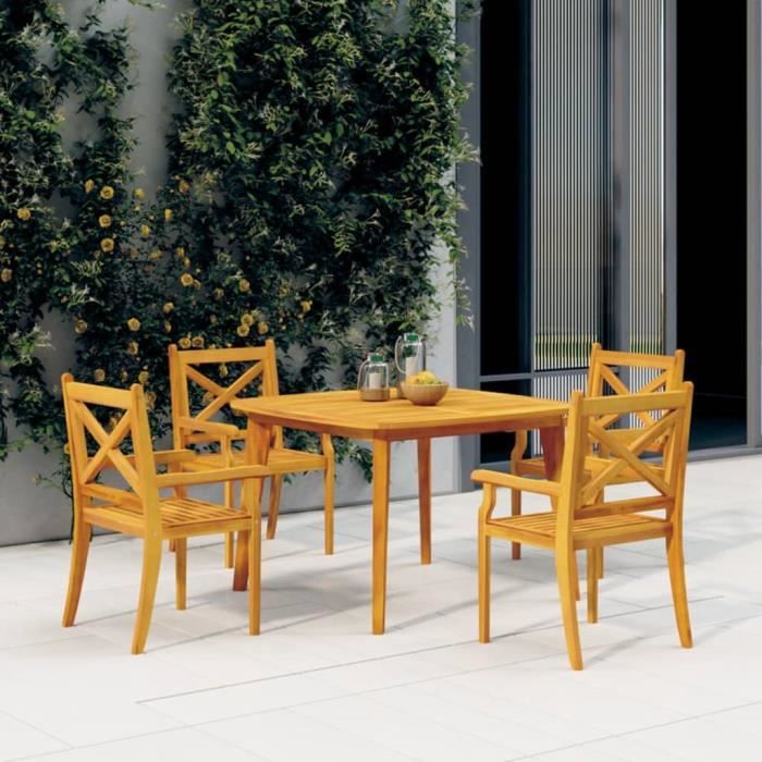 VIDAXL Table de jardin 110x110x75 cm acacia - vue 2