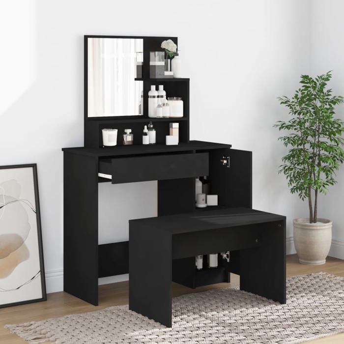 Coiffeuse Avec Miroir VidaXL Chêne Marron - Table Maquillage Rangement 86,5x35x136 Cm